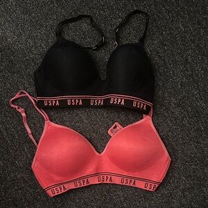 Women's Black and Pink Bra Set-US Polo Association 34C NWOT